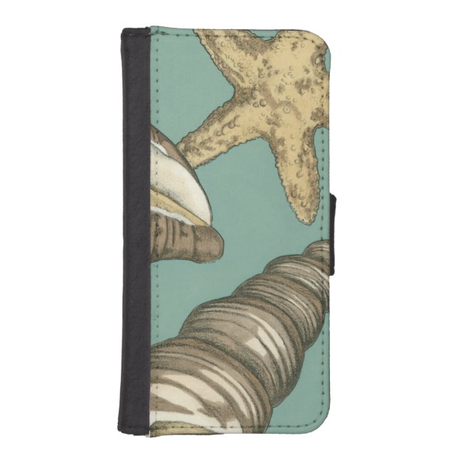 Small Shell Trio on Teal iPhone Wallet Case (Front)