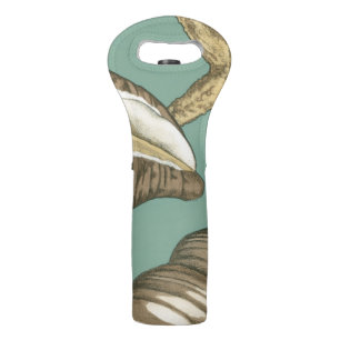 Small Shell Trio on Teal Wine Bag