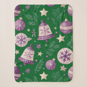 Small Sherpa Blanket – Purple Christmas Bells & St