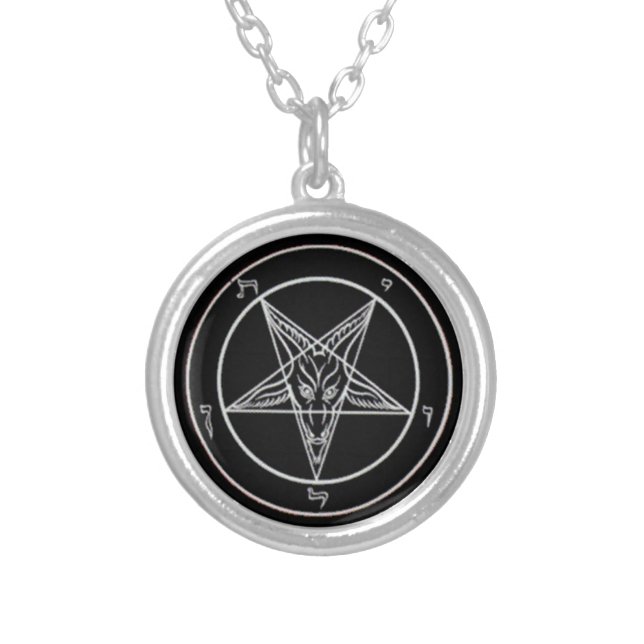 Small Silver Plated Baphomet Necklace (Front)
