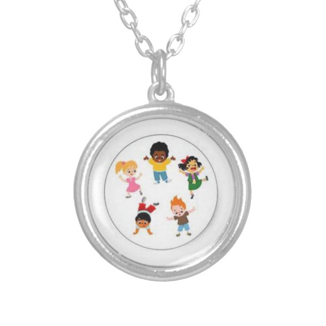 Small Silver Plated Round Necklace (Front)