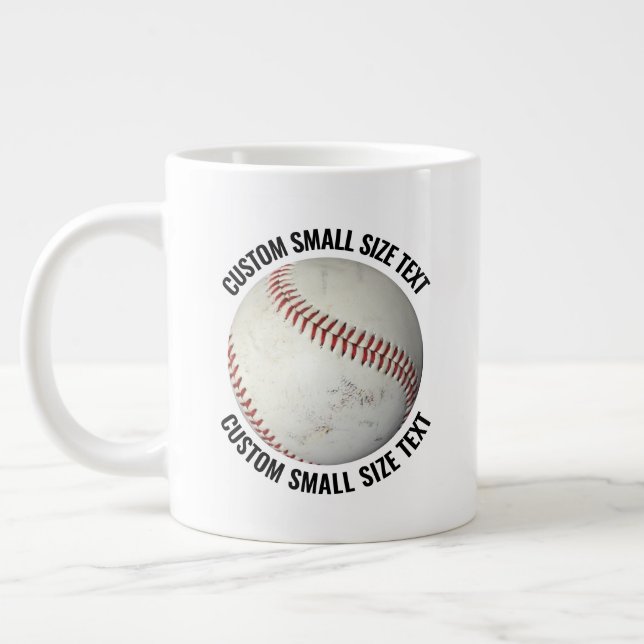 Small Size Personalized Text Baseball Custom Giant Coffee Mug (Left)