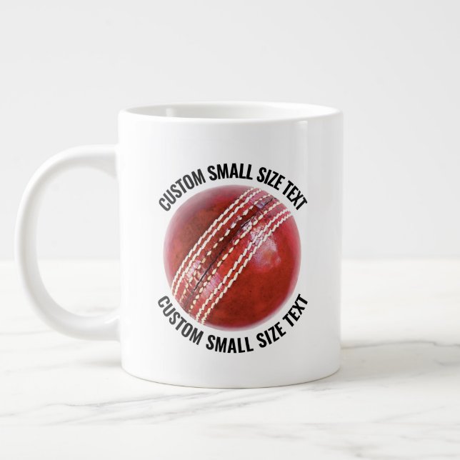 Small Size Personalized Text Cricket Ball Custom Giant Coffee Mug (Left)