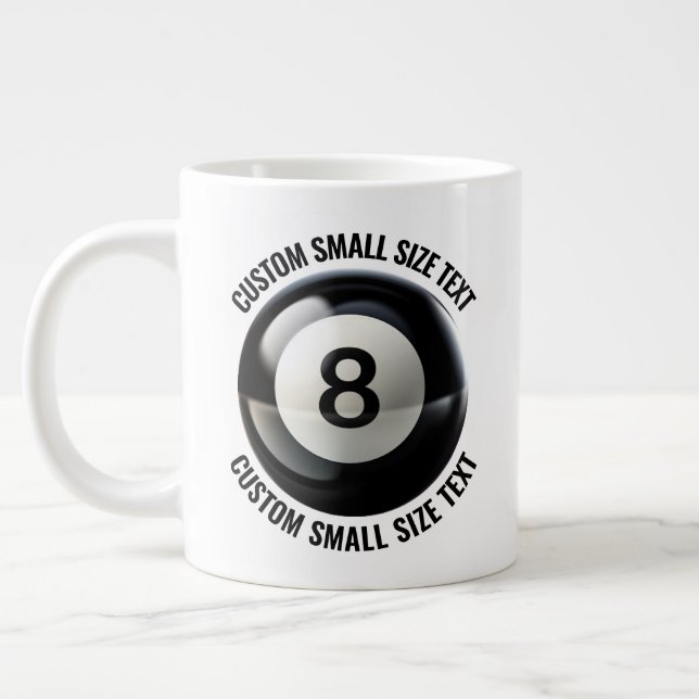 Small Size Personalized Text Giant 8 Ball Mug 20oz (Left)