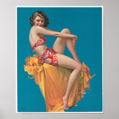  Small size Vintage pin up girl  Retro art  Poster
