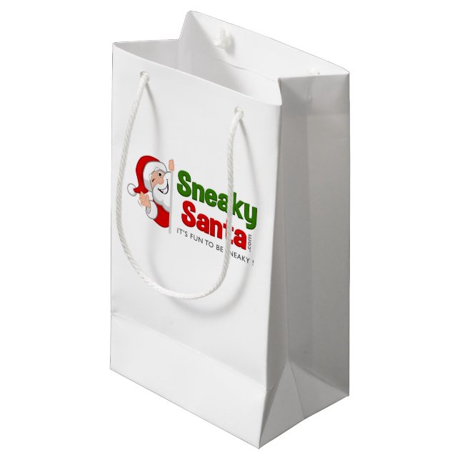 Small Sneaky Santa Gift Bag (Front Angled)