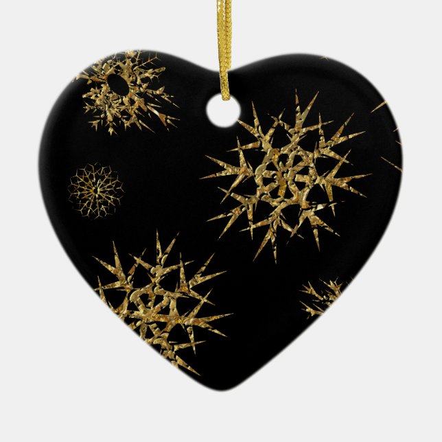 Small Snow Treasures at Night Ceramic Ornament (Front)