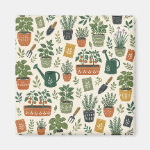 Small-Space Garden Illustrated Square Magnet