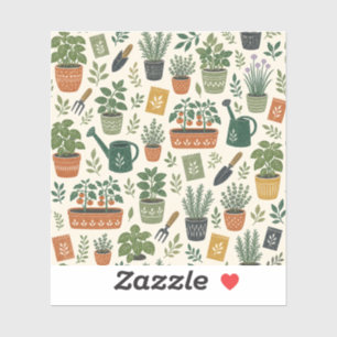 Small-Space Garden Potted Plants Vinyl Sticker