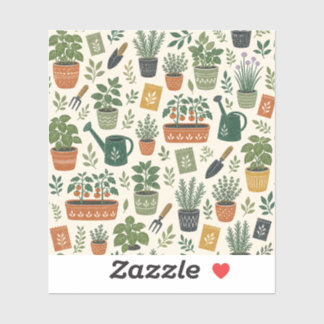 Small-Space Garden Potted Plants Vinyl Sticker