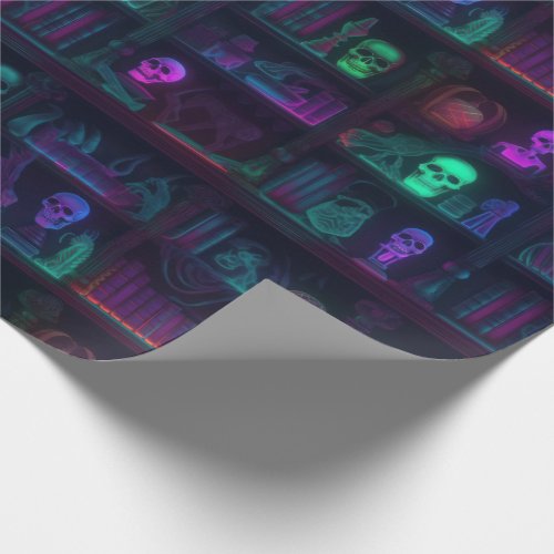 Small Spooky Photo_realistic Dark Academia Bookshe Wrapping Paper