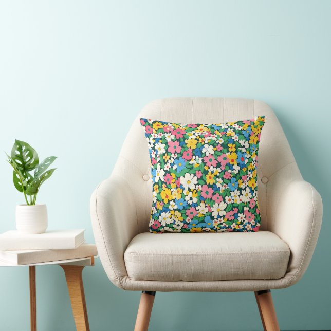 Small Spring Flowers Pattern Throw Pillow (Chair)