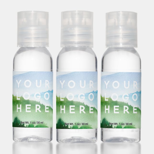 Small / Square Business Logo Watercolor Background Hand Sanitizer (Set)