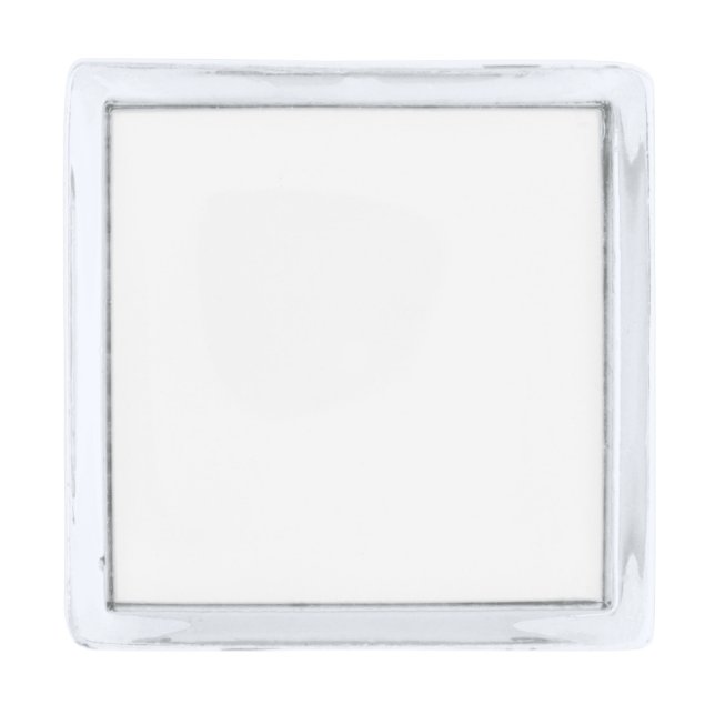 Small Square Lapel Pin, Silver Plated Silver Finish Lapel Pin (Front)