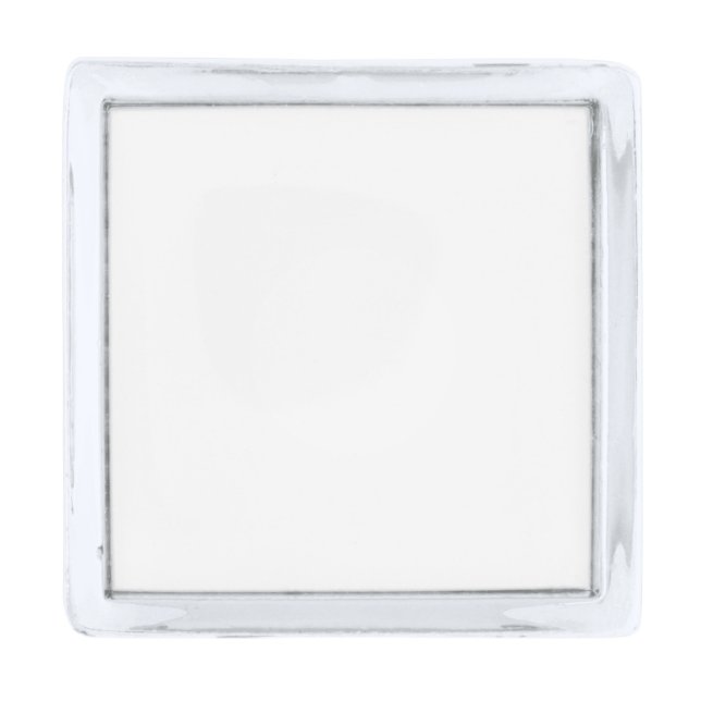 Small Square Lapel Pin, Silver Plated Silver Finish Lapel Pin (Front)