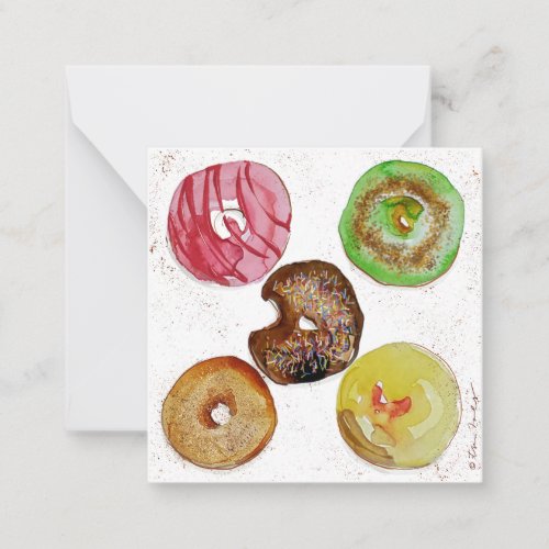 Small Square Note Card with Doughnuts