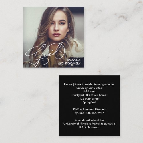 Small Square Photo Elegant Graduation Party Enclosure Card