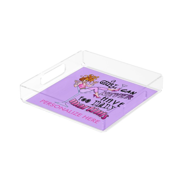 SMALL SQUARE TRAY - TOO MANY MARTINIS (Angled)