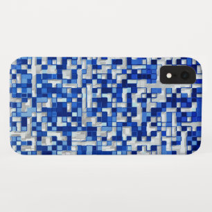 Small squares overlapped, tones of blue with white iPhone XR case