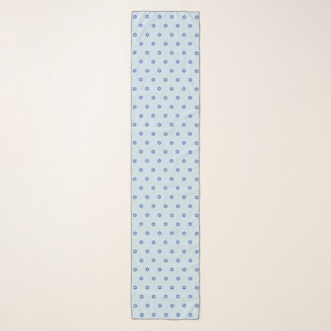 Small Star of David Pattern Baby Blue Long Head Scarf (Front)