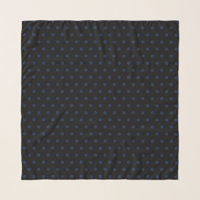 Small Star of David Pattern Black Head Scarf (Front)