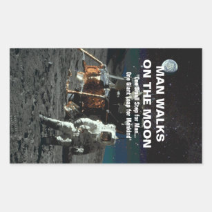 Small Step for Man on Moon Giant Leap for Mankind Rectangular Sticker