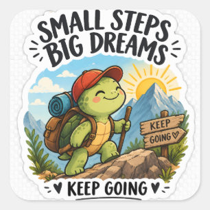 Small Steps Big Dreams Turtle Sticker Cute Motiv