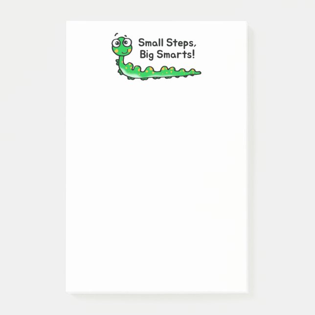 Small Steps Big Smarts Caterpillar Cartoon Post-it Notes (Front)