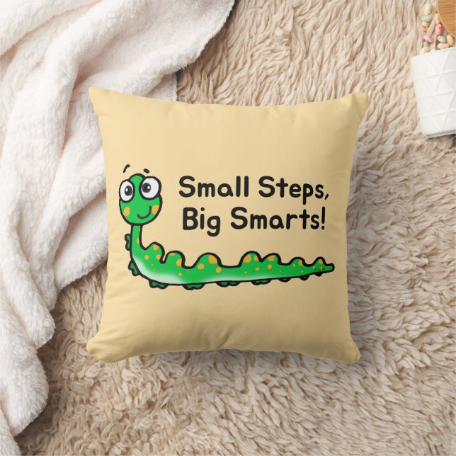 Small Steps Big Smarts Caterpillar Cartoon Throw Pillow (Blanket)