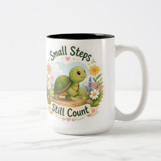 Small Steps Still Count Turtle PNG - Motivational Two-Tone Coffee Mug