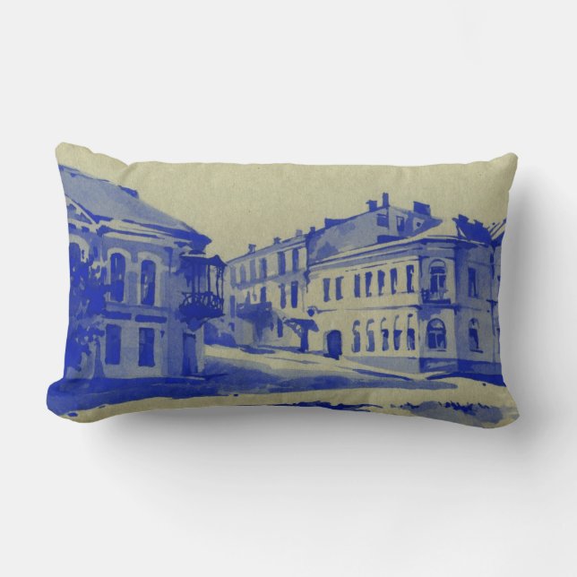 Small streets in the old town lumbar pillow (Front)