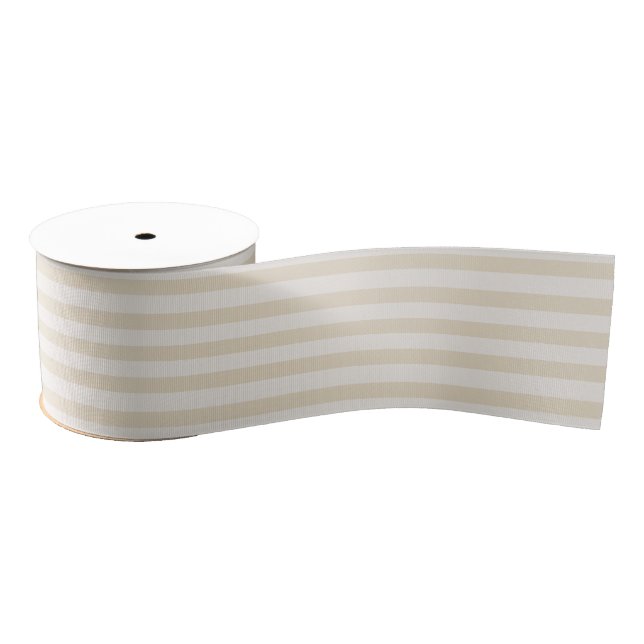 Small Stripes Beige Ivory Elegant Grosgrain Ribbon (Spool)