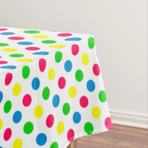 Small Summer Polka Dots on White Tablecloth
