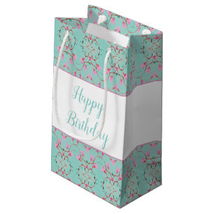 Small Sweet Teal and Pink Patterned Gift Bag