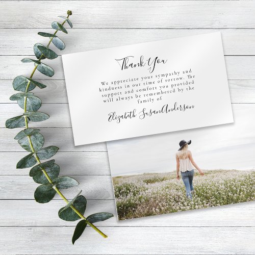 Small Sympathy Funeral Photo Thank You Note Card