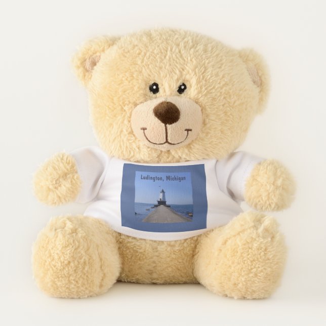 Small Teddy Bear with Ludington Lighthouse (Front)
