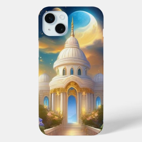 Small Temple With Colorful Sky iPhone 15 Plus Case