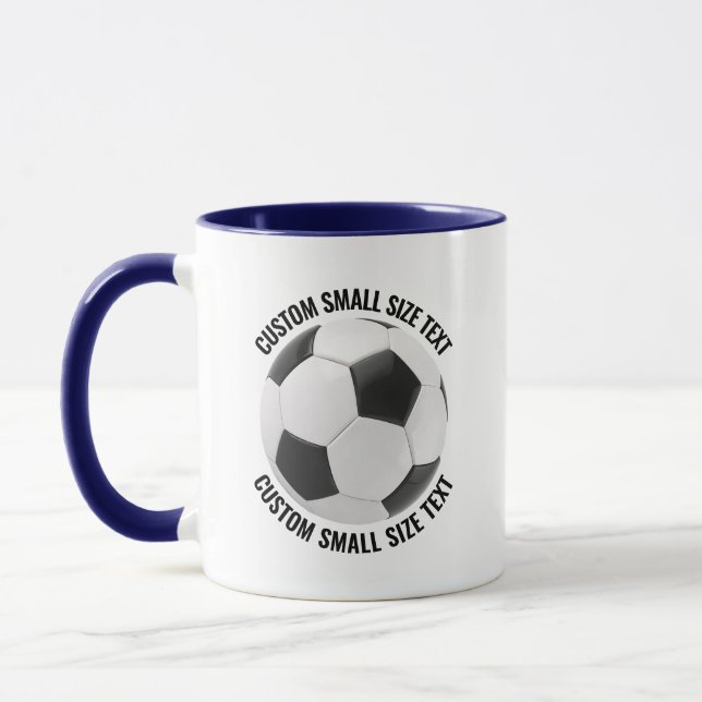 Small Text NAVY BLUE Combo 11oz Custom Soccer Mug (Left)