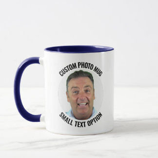 Small Text NAVY BLUE Combo Personalized Photo Mug
