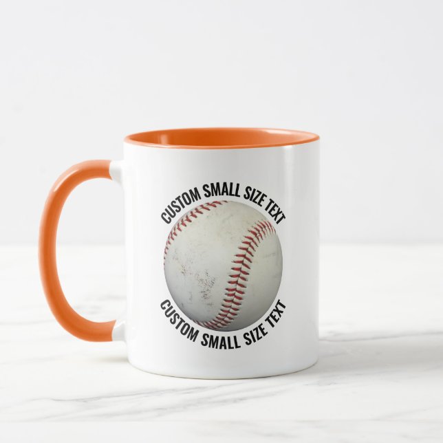 Small Text ORANGE Combo 11oz Custom Baseball Mug (Left)