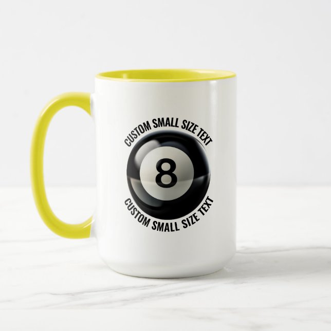 Small Text YELLOW Combo 15oz Custom 8 Ball Mug (Left)