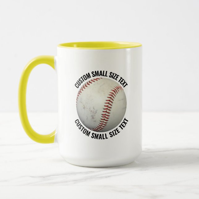 Small Text YELLOW Combo 15oz Custom Baseball Mug (Left)