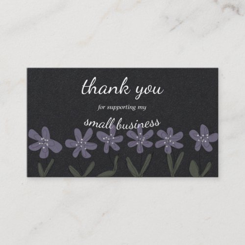 Small thank you card black and flowers