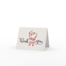 Small, Thank You Card w/ Santa
