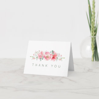 Small Thank You Cards. Pink Floral Watercolor Note Note Card