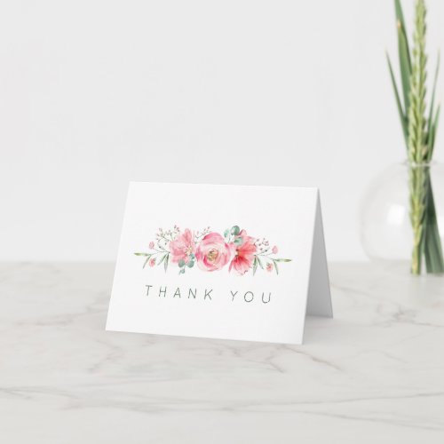 Small Thank You Cards Pink Floral Watercolor Note Note Card