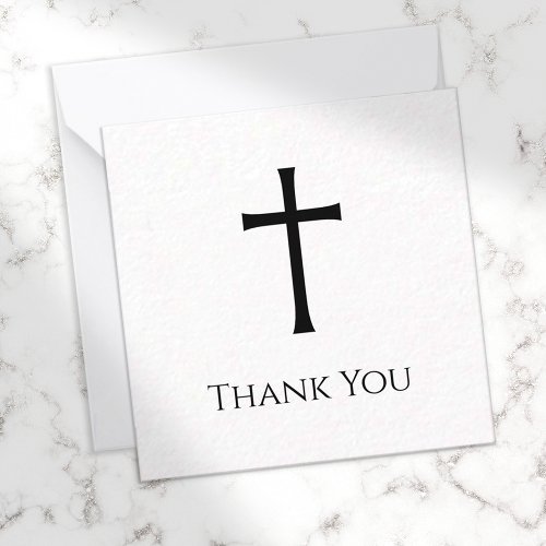 Small Thank You Simple Elegant Cross Funeral  Note Card