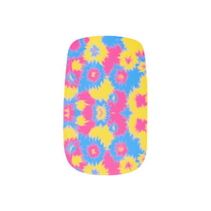 Small Tie Dye Pansexual Pride Nail Art
