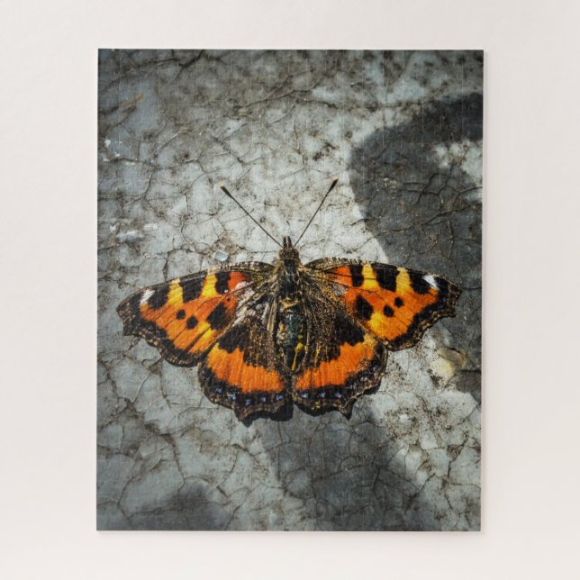 Small Tortoiseshell Butterfly Birthday Grunge Jigsaw Puzzle (Vertical)