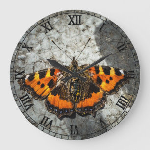 Small Tortoiseshell Butterfly Large Clock